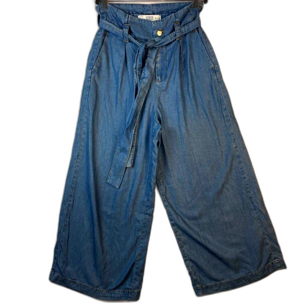 zara basics wide leg high waisted denim size XS